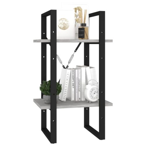 2-Tier Book Cabinet Concrete Grey 40x30x70cm Engineered Wood - Image 4