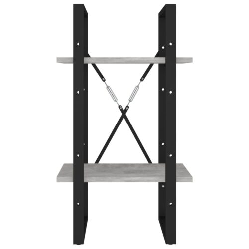 2-Tier Book Cabinet Concrete Grey 40x30x70cm Engineered Wood - Image 5