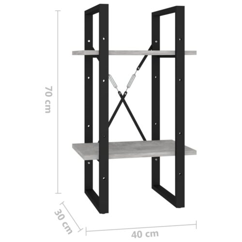 2-Tier Book Cabinet Concrete Grey 40x30x70cm Engineered Wood - Image 7