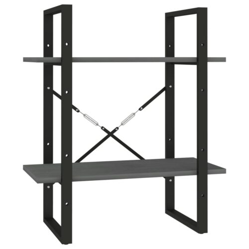 2-Tier Book Cabinet Grey 60x30x70cm Solid Pine Wood - Image 2