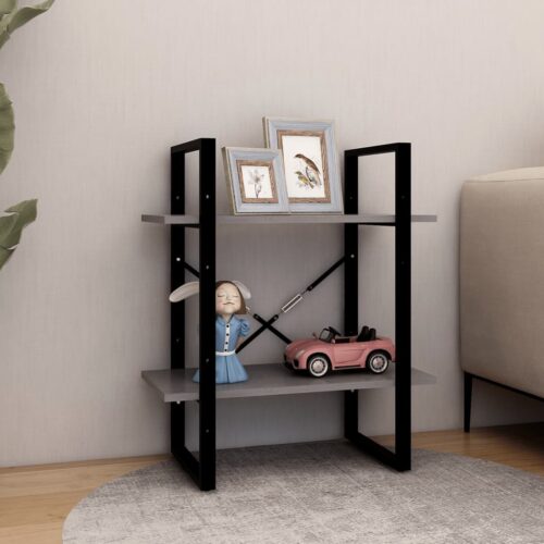 2-Tier Book Cabinet Grey 60x30x70cm Solid Pine Wood - Image 3