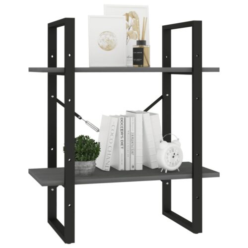 2-Tier Book Cabinet Grey 60x30x70cm Solid Pine Wood - Image 4