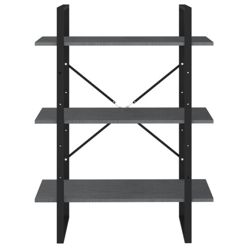 3-Tier Book Cabinet Grey 80x30x105cm Solid Pine Wood - Image 5