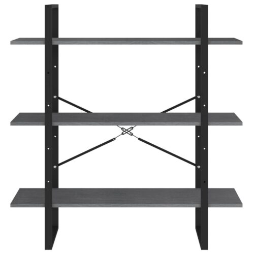 3-Tier Book Cabinet Grey 100x30x105cm Solid Pine Wood - Image 5