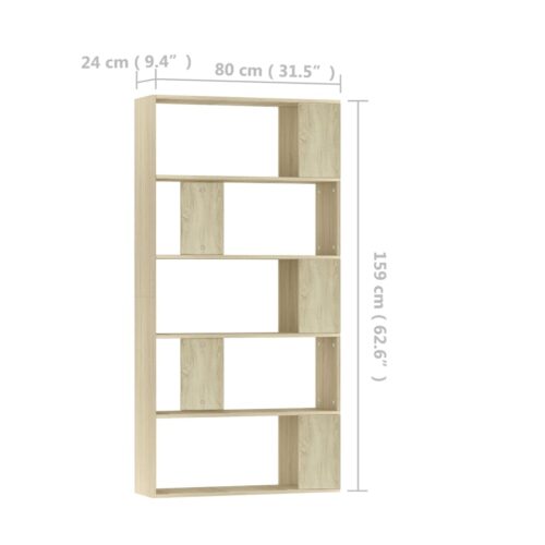 Book Cabinet/Room Divider Sonoma Oak 80x24x159cm Engineered Wood - Image 7