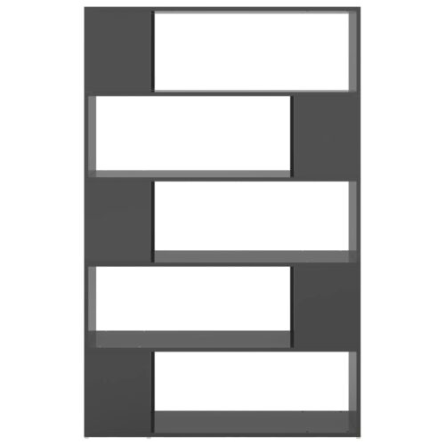 Book Cabinet Room Divider High Gloss Grey Engineered Wood - Image 3