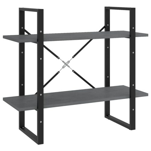 2-Tier Book Cabinet Grey 80x30x70cm Solid Pine Wood - Image 2