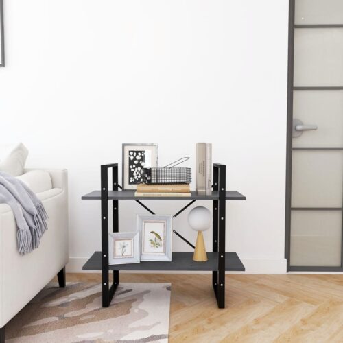 2-Tier Book Cabinet Grey 80x30x70cm Solid Pine Wood - Image 3