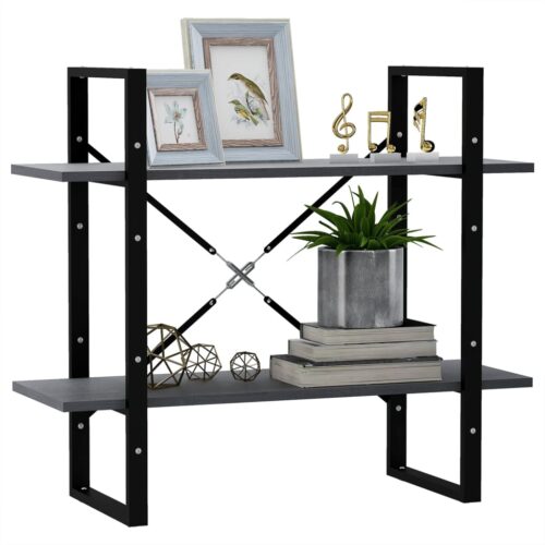 2-Tier Book Cabinet Grey 80x30x70cm Solid Pine Wood - Image 4