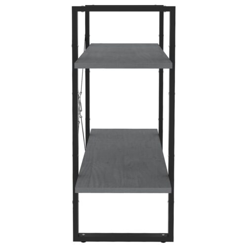 2-Tier Book Cabinet Grey 80x30x70cm Solid Pine Wood - Image 6