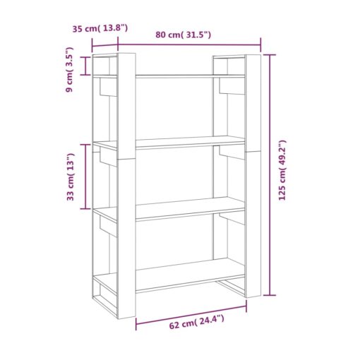Book Cabinet/Room Divider 80x35x125cm Solid Wood Pine - Image 8