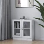 Vitrine Cabinet White 82.5x30.5x80cm Engineered Wood
