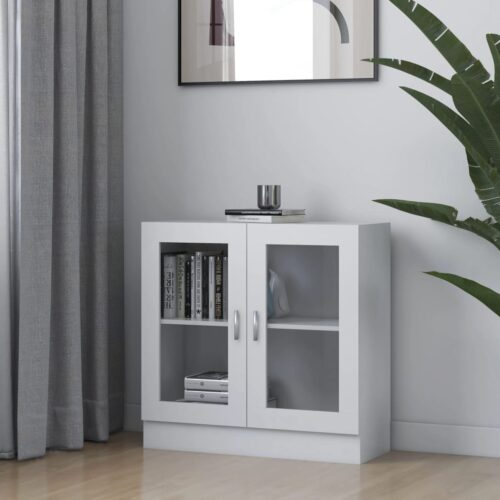 Vitrine Cabinet White 82.5x30.5x80cm Engineered Wood