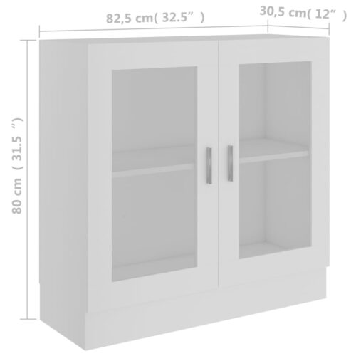 Vitrine Cabinet White 82.5x30.5x80cm Engineered Wood - Image 8