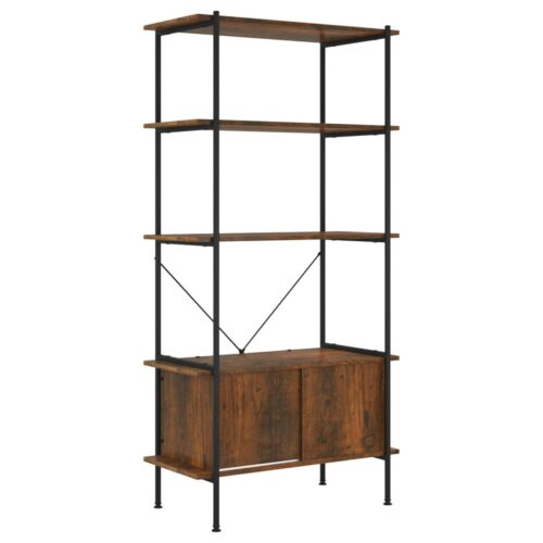 5-Tier Shelving Unit with Cabinet 80x40x163cm Steel Engineered Wood - Image 2
