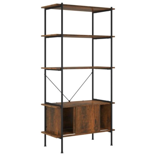 5-Tier Shelving Unit with Cabinet 80x40x163cm Steel Engineered Wood - Image 3