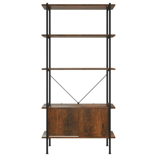 5-Tier Shelving Unit with Cabinet 80x40x163cm Steel Engineered Wood - Image 4