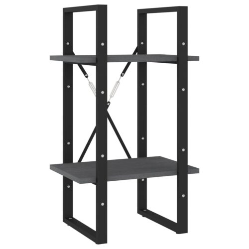 2-Tier Book Cabinet Grey 40x30x70cm Solid Pine Wood - Image 2