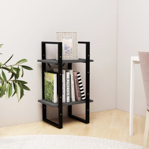 2-Tier Book Cabinet Grey 40x30x70cm Solid Pine Wood - Image 3