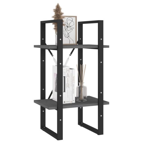 2-Tier Book Cabinet Grey 40x30x70cm Solid Pine Wood - Image 4