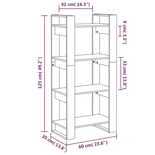 Book Cabinet/Room Divider 60x35x125cm Solid Wood - Image 8