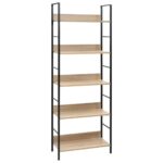 5-Layer Book Shelf Oak 60x27.6x158.5cm Engineered Wood