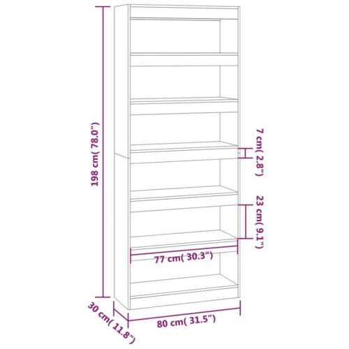 Book Cabinet/Room Divider White 80x30x198cm Engineered Wood - Image 7