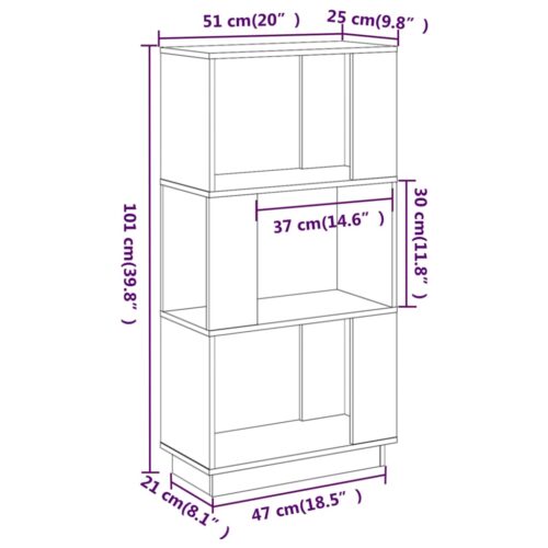 Book Cabinet/Room Divider 51x25x101cm Solid Wood Pine - Image 8