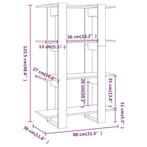 Book Cabinet/Room Divider Black 80x30x123.5cm - Image 7
