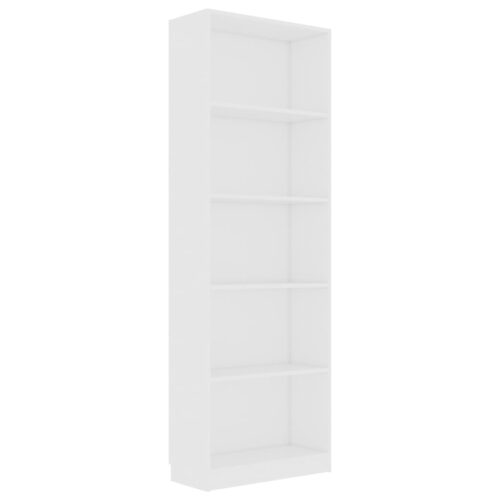 5-Tier Book Cabinet White 60x24x175cm Engineered Wood - Image 2