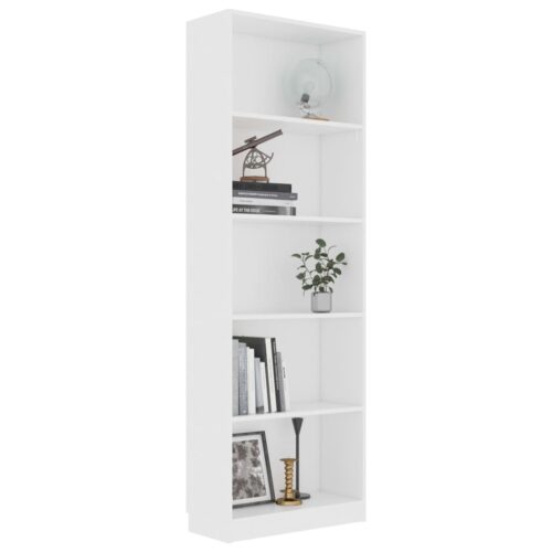 5-Tier Book Cabinet White 60x24x175cm Engineered Wood - Image 3