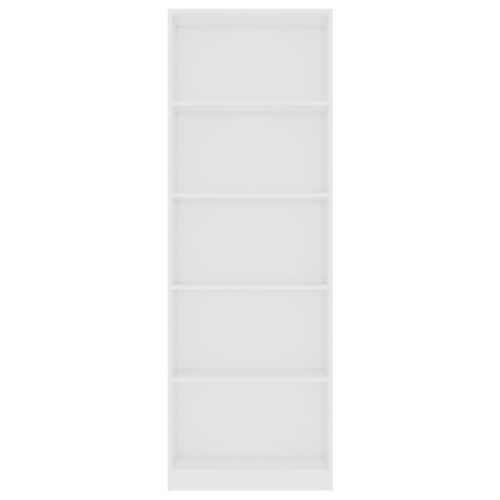 5-Tier Book Cabinet White 60x24x175cm Engineered Wood - Image 4