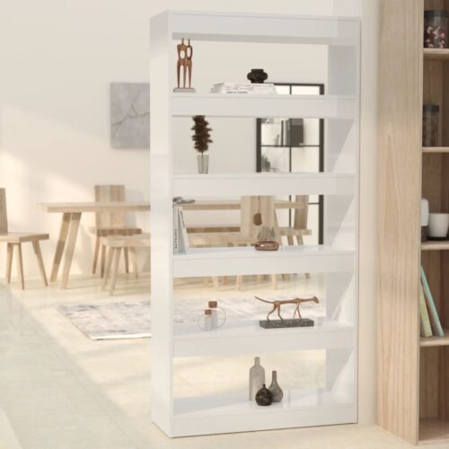 Book Cabinet/Room Divider High Gloss White 80x30x166cm Engineered Wood