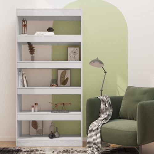 Book Cabinet/Room Divider High Gloss White 80x30x166cm Engineered Wood - Image 3