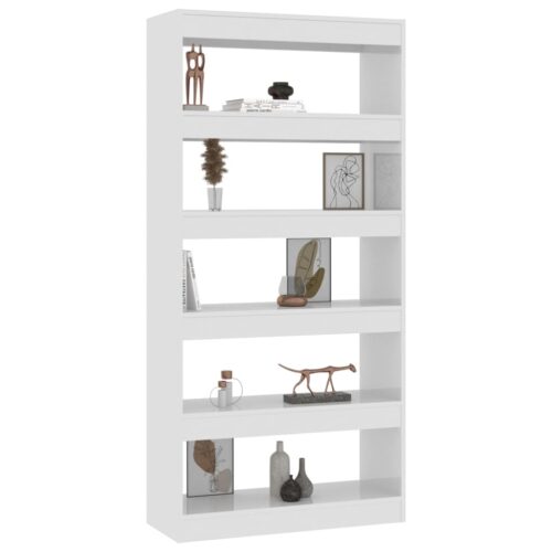 Book Cabinet/Room Divider High Gloss White 80x30x166cm Engineered Wood - Image 4