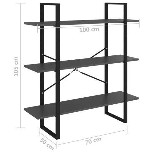 Book Cabinet Grey 100x30x105cm Engineered Wood - Image 7