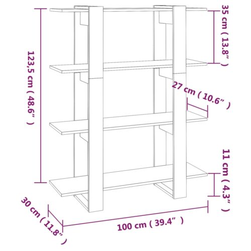 Book Cabinet/Room Divider Black 100x30x123.5cm - Image 7