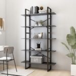 5-Tier Book Cabinet Grey 100x30x175cm Engineered Wood