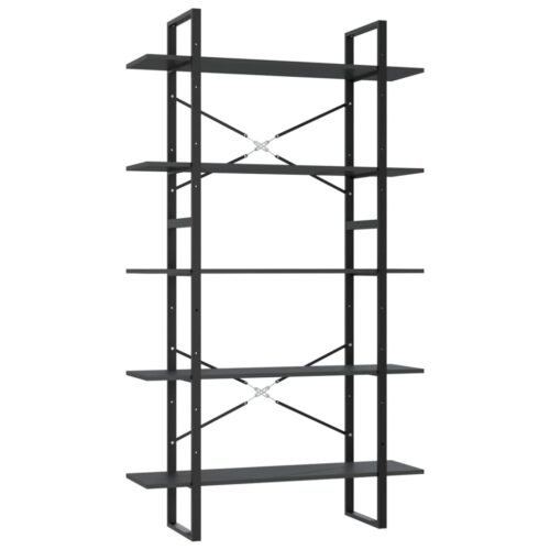 5-Tier Book Cabinet Grey 100x30x175cm Engineered Wood - Image 2