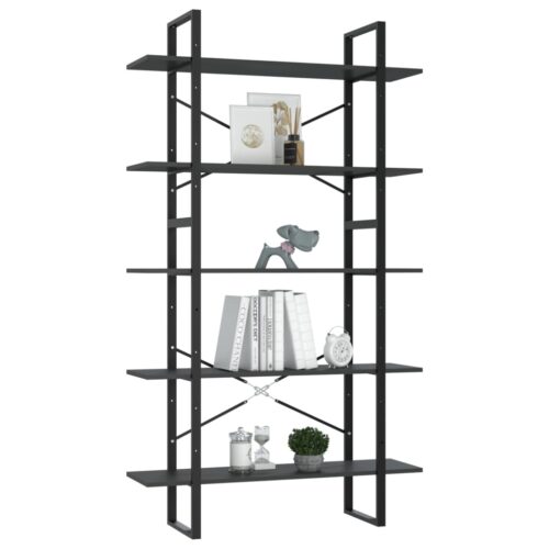 5-Tier Book Cabinet Grey 100x30x175cm Engineered Wood - Image 3