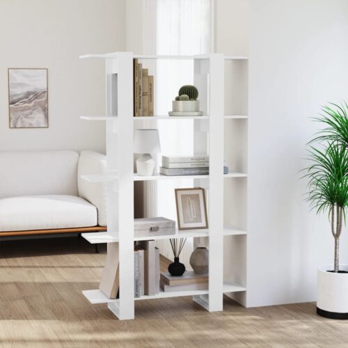 Book Cabinet/Room Divider High Gloss White 100x30x160cm