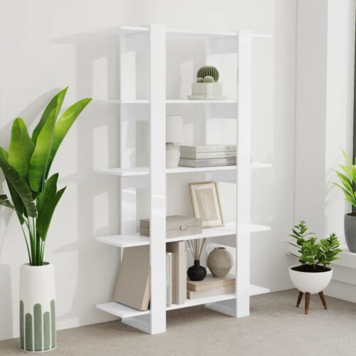 Book Cabinet/Room Divider High Gloss White 100x30x160cm - Image 6