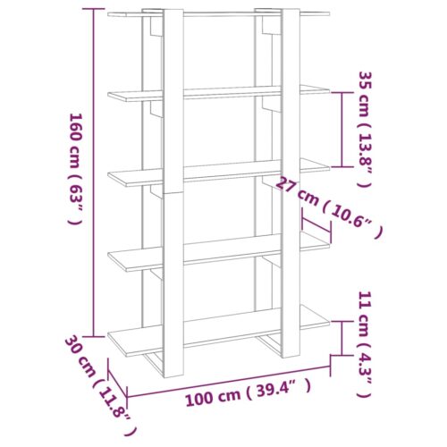 Book Cabinet/Room Divider High Gloss White 100x30x160cm - Image 7
