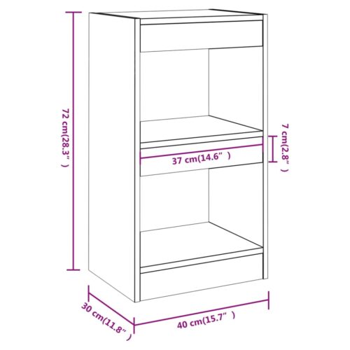 Book Cabinet/Room Divider High Gloss White 40x30x72cm - Image 7