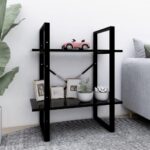 2-Tier Book Cabinet Black 60x30x70cm Engineered Wood