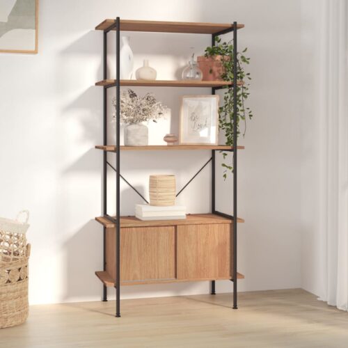 5-Tier Shelving Unit with Cabinet 80x40x163cm Steel Engineered Wood