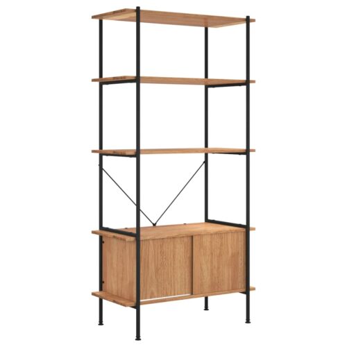 5-Tier Shelving Unit with Cabinet 80x40x163cm Steel Engineered Wood - Image 2