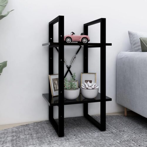 2-Tier Book Cabinet Black 40x30x70cm Engineered Wood