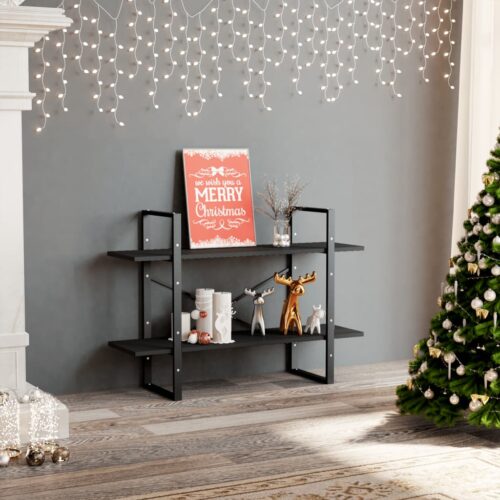 2-Tier Book Cabinet Grey 100x30x70cm Engineered Wood