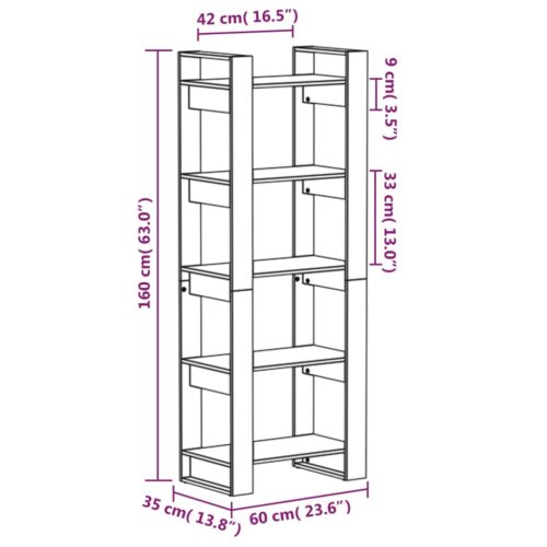Book Cabinet/Room Divider 60x35x160cm Solid Wood - Image 8